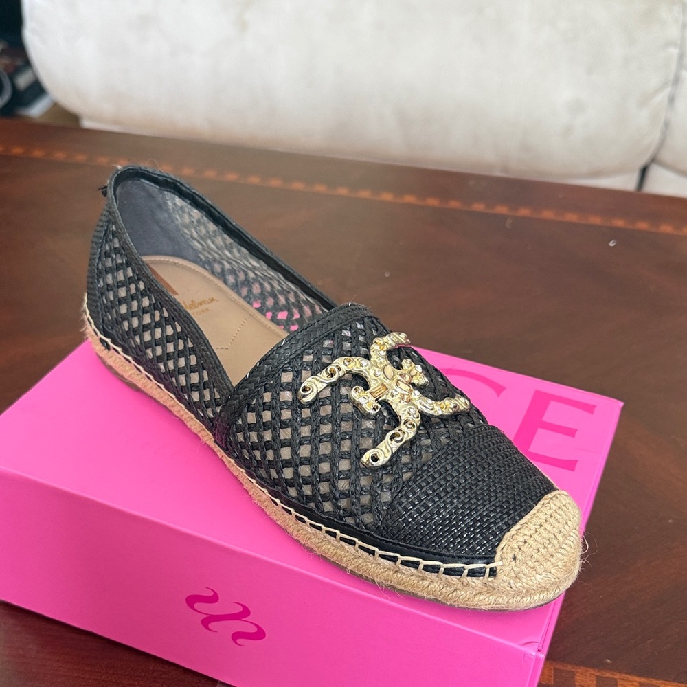 Sam Edelman Black and Gold Espadrilles